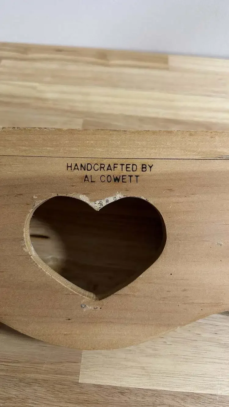 Vintage Rustic Wooden Wall Shelf  Heart Cutout Pegs 24” Cottagecore Farmhouse